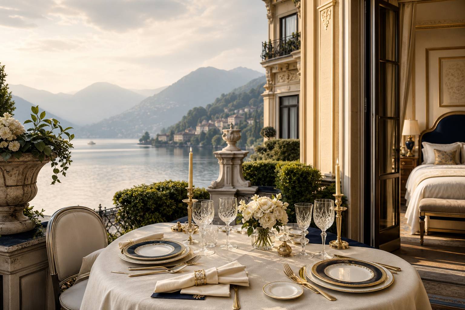 Table élégante vue lac Como