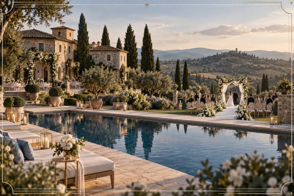 Illustration éditoriale du sujet : Valle di Badia: matrimonio nel borgo toscano, prezzi